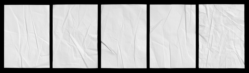 white paper wrinkled poster template , blank glued creased paper sheet mockup.white poster mockup on wall. empty paper mockup.