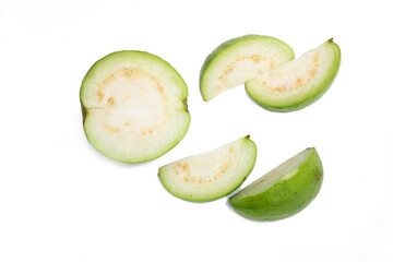 Slices Guava isolated on the white background. View from above.