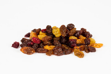 Mix dries berry raisin and cranberries isolated on white background