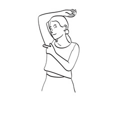 line art armpit woman hand up clean skin depilation illustration vector hand drawn isolated on white background