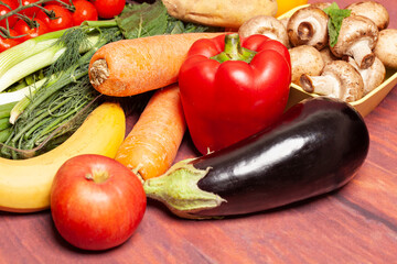 Healthy food selection with fruits,vegetables.