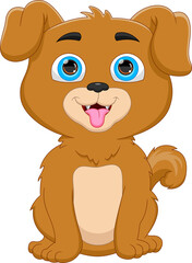 Obraz premium cute baby dog cartoon on white background