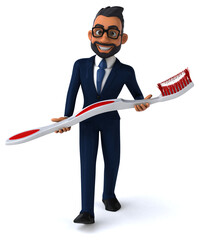 Fun 3D cartoon illustration of an indian businessman