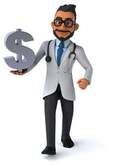 Fun 3D cartoon indian doctor