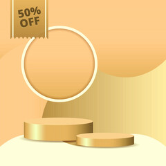 Gold Podium Background for Objects and Products with Discount Promo