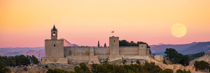 Alcazaba fortress in Antequera at sunset- Spain