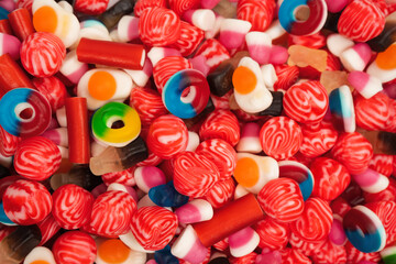 Tasty mix of jelly colorful candies.