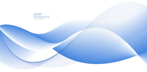 Flowing blue curve shape with soft gradient vector abstract background, relaxing and tranquil art, can illustrate health medical or sound of music.