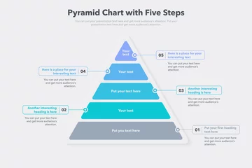 Foto op Plexiglas Pyramid graph template with five colorful steps. Easy to use for your website or presentation. © tomasknopp