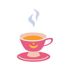 Cup with hot drink, cartoon style. Trendy modern vector illustration isolated on white background, hand drawn