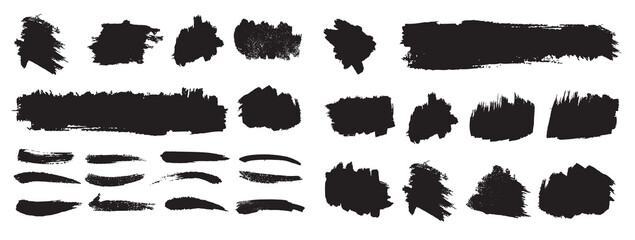 Set of black paint, ink brush strokes	
