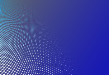 Vanishing dots vector abstract background in dark blue minimal style and place for text, technology theme halftone points gradient in motion, in 3D perspective.