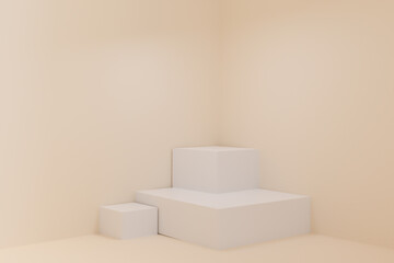 3D rendering scene with podium and abstract background. podium for cosmetic product presentation. 