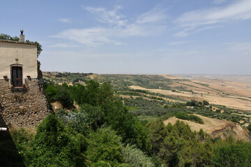 Fototapeta na wymiar Panoramic view of the countryside form village of Irsina in Basilicata, region of southern Italy.