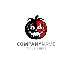 scary halloween pumkin logo vector