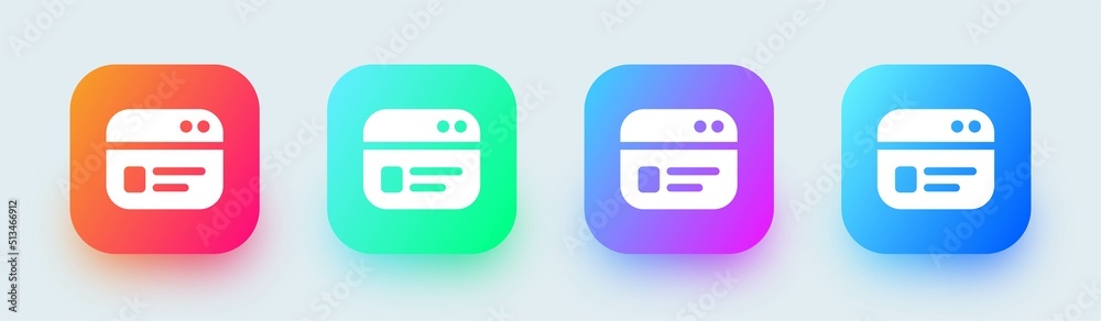 Poster browser solid icon in square gradient colors. webpage vector symbol for website interface.
