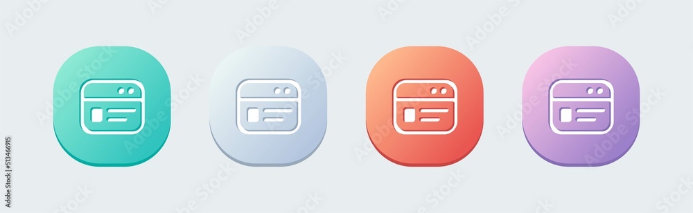Poster Browser line icon in flat design style. Webpage vector symbol for website interface.
