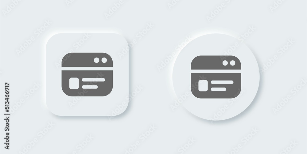 Poster Browser solid icon in neomorphic design style. Webpage vector symbol for website interface.