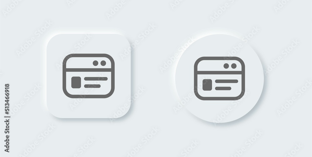 Poster Browser line icon in neomorphic design style. Webpage vector symbol for website interface.