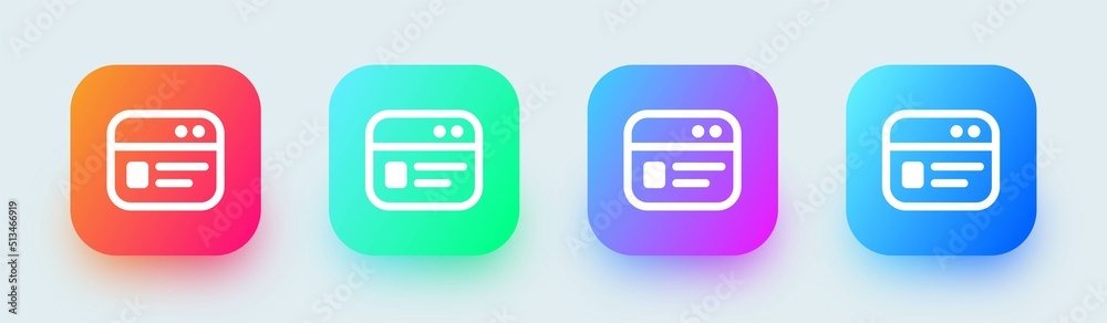 Poster Browser line icon in square gradient colors. Webpage vector symbol for website interface.