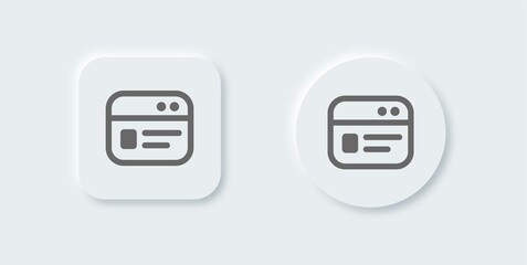 Browser line icon in neomorphic design style. Webpage vector symbol for website interface.