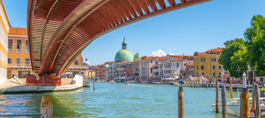 Underneath modern Constitution Bridge in Venice