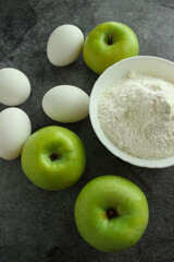 Sponge cake with apples, charlotte