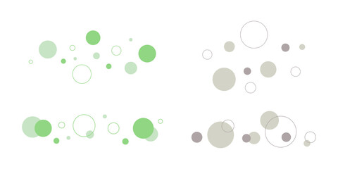 Decorative elements in form of circles with fill and stroke, colored vector flat bubbles for collage, design and decor, for business presentations. Round simple colored abstract elements