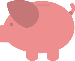 Piggy bank and green dollars money simple vector illustration in flat style  