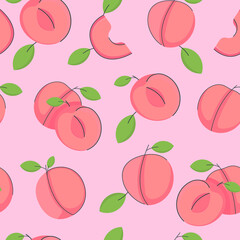 Seamless pattern with flat style. Print peach pink and green colors.