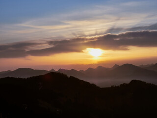 sunset over the mountains