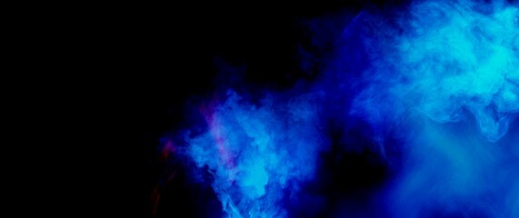 blue smoke abstract with black background