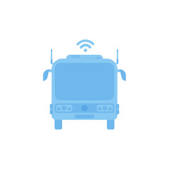 Internet connected bus. IOT and automation concept. Isolated. Vector.