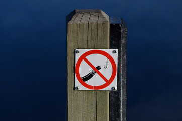 A 'no fishing for eels sign' at Lake Rotoiti, Nelson Lakes National Park