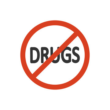 Forbidden drugs icon. No narcotic symbol. Sign stop doping vector.