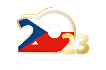Year 2023 with Czech Republic Flag pattern.