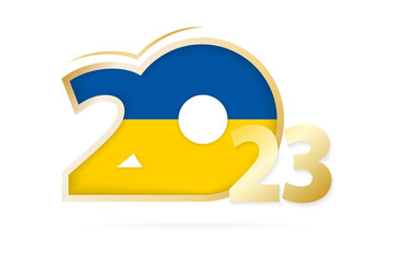 Year 2023 with Ukraine Flag pattern.