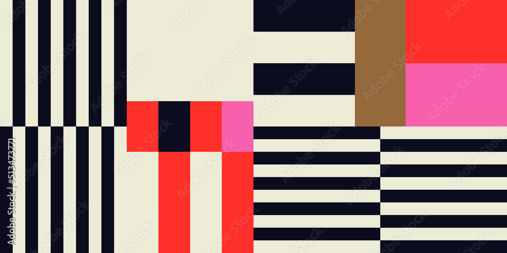 Wall mural modern vector abstract geometric background with stripes, rectangles and squares in retro scandinavi