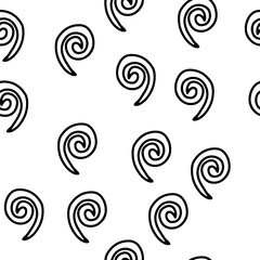 Swirl icon vector illustration. Seamless pattern. Hand drawn black design. Safety wind concept. Isolated graphic symbol. Autumn art sign. Brushstroke pictogram. Many doodle curve stroke