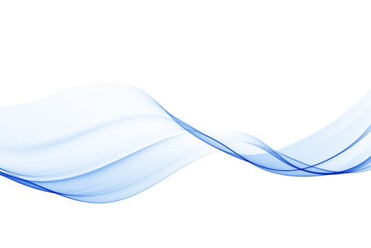 Abstract vector background with smooth blue wave. Wavy lines of smoke on a white background.
