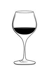 Wine glasses line art, glass icon. Vector illustration of glassware for wine. White background