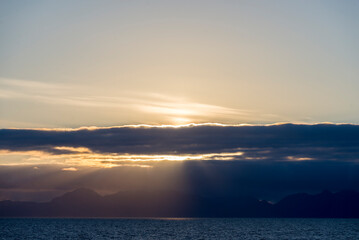 View of the Midnight Sun in the Norwegian Sea,