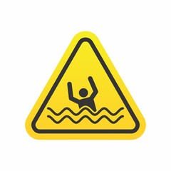 Drowning Warning Sign Vector Swim Forbidden Stock Vector