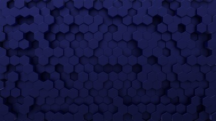 Hexagon blue background, modern textured border pattern. 3d render