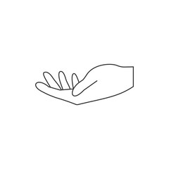 Vector hand brush icon with dark simple lines on a white background. The contour of the hand.