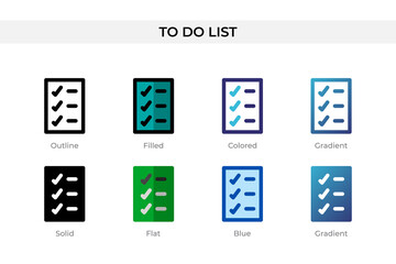 To Do List icon in different style. To Do List vector icons designed in outline, solid, colored, filled, gradient, and flat style. Symbol, logo illustration. Vector illustration