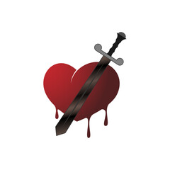 Vector heart and sword icon. Knight's sword and heart.