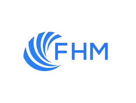 FHM Flat accounting logo design on white background. FHM creative initials Growth graph letter logo concept. FHM business finance logo design.
