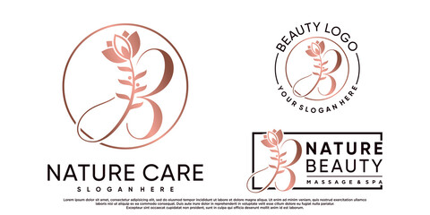 Set of natural beauty logo design for beauty salon with creative modern concept Premium Vector