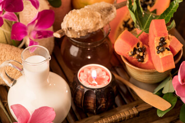 Face mask with papaya ,honey and fresh milk.spa treatment.